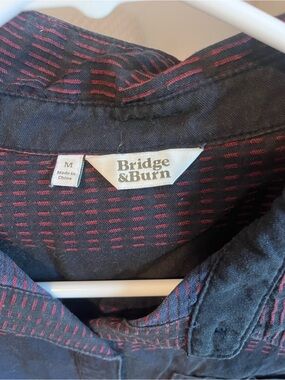 Bridge & Burn dark blue Button-Down Shirt with Red Dash Detail
